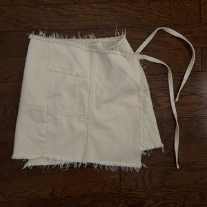 Urban outfitters ivory denim wrap skirt